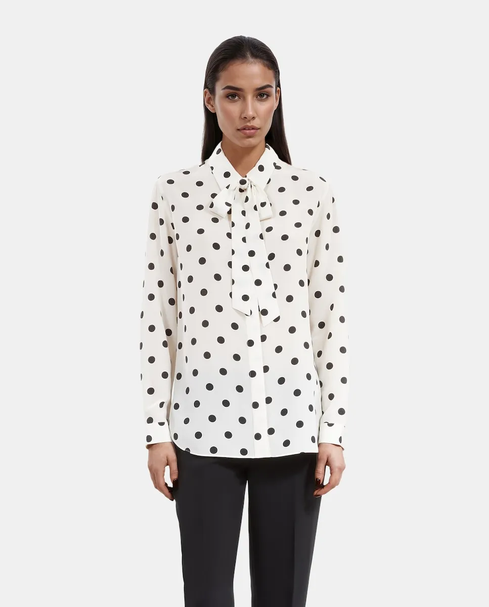 

Женская рубашка в горошек с бантом The Kooples, белый