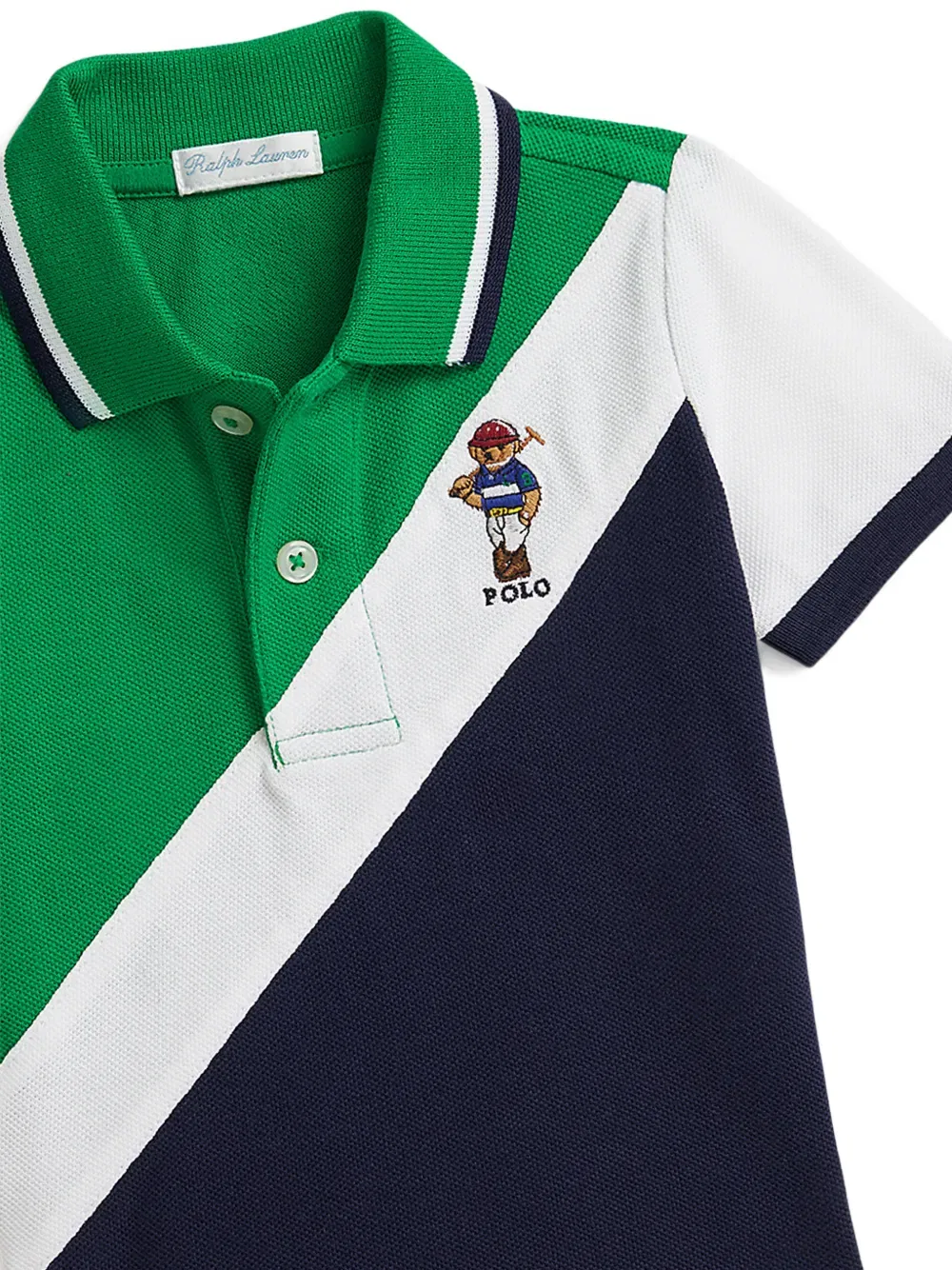 Поло с вышивкой в стиле колорблок Polo Ralph Lauren Kids, зеленый — фото 4