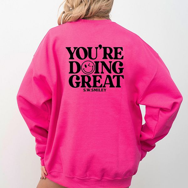 

SWSmiley you're doing great smiley дизайн спереди и сзади - женский графический свитшот Simply Sage Market, Raspberry, Зеленый, SWSmiley you're doing great smiley дизайн спереди и сзади - женский графический свитшот Simply Sage Market, Raspberry