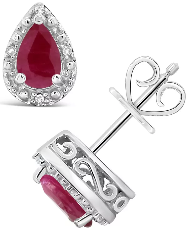 

Серьги-Гвоздики с сапфирами (9/10 карата) и бриллиантами в стерлинговом серебре (также с рубинами) Macy'S, ruby