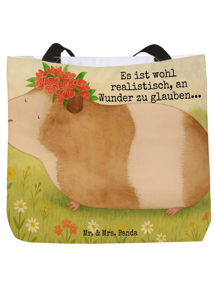 

Сумка-шоппер с рисунком и поговоркой о морской свинке в белом цвете Mr. & Mrs. Panda