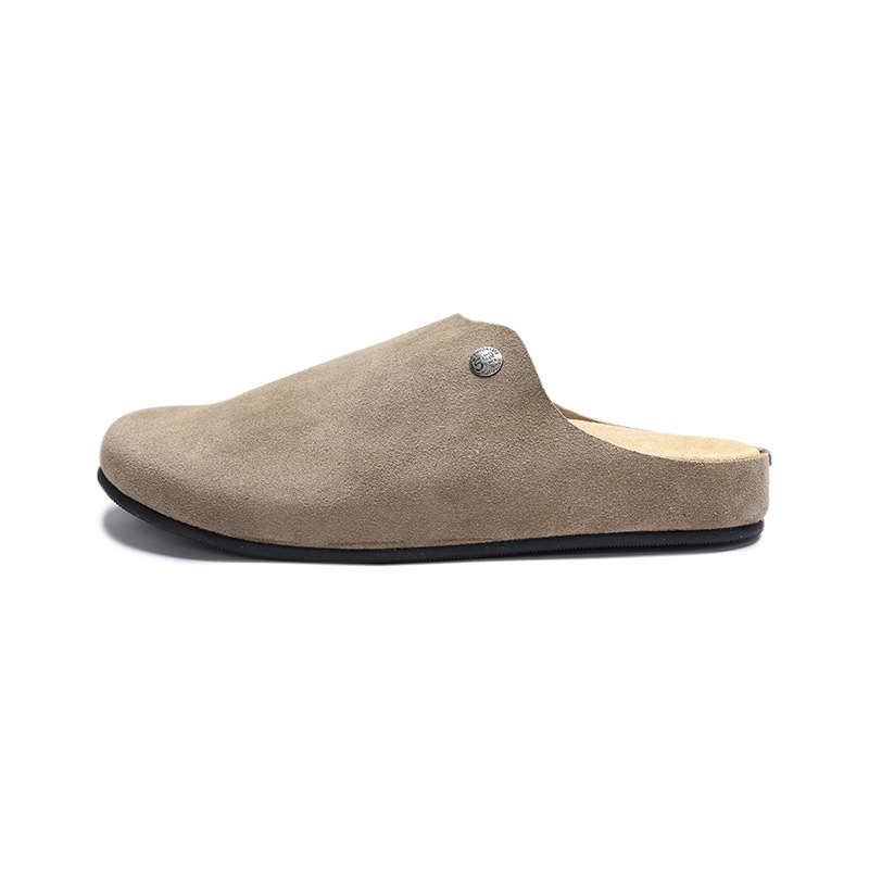 

Мужские тапочки Gray с закрытым носком, HD резиновая подошва, металлические, тихие, устойчивые к истиранию и скольжению HAPPY DINO, серый