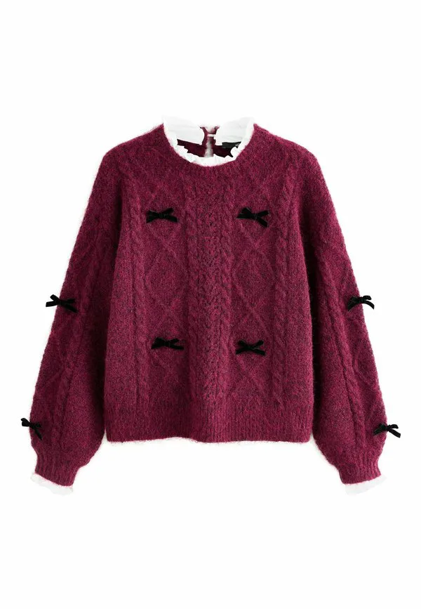 Джемпер с воротником стандартного кроя и бантом Next, Burgundy Red