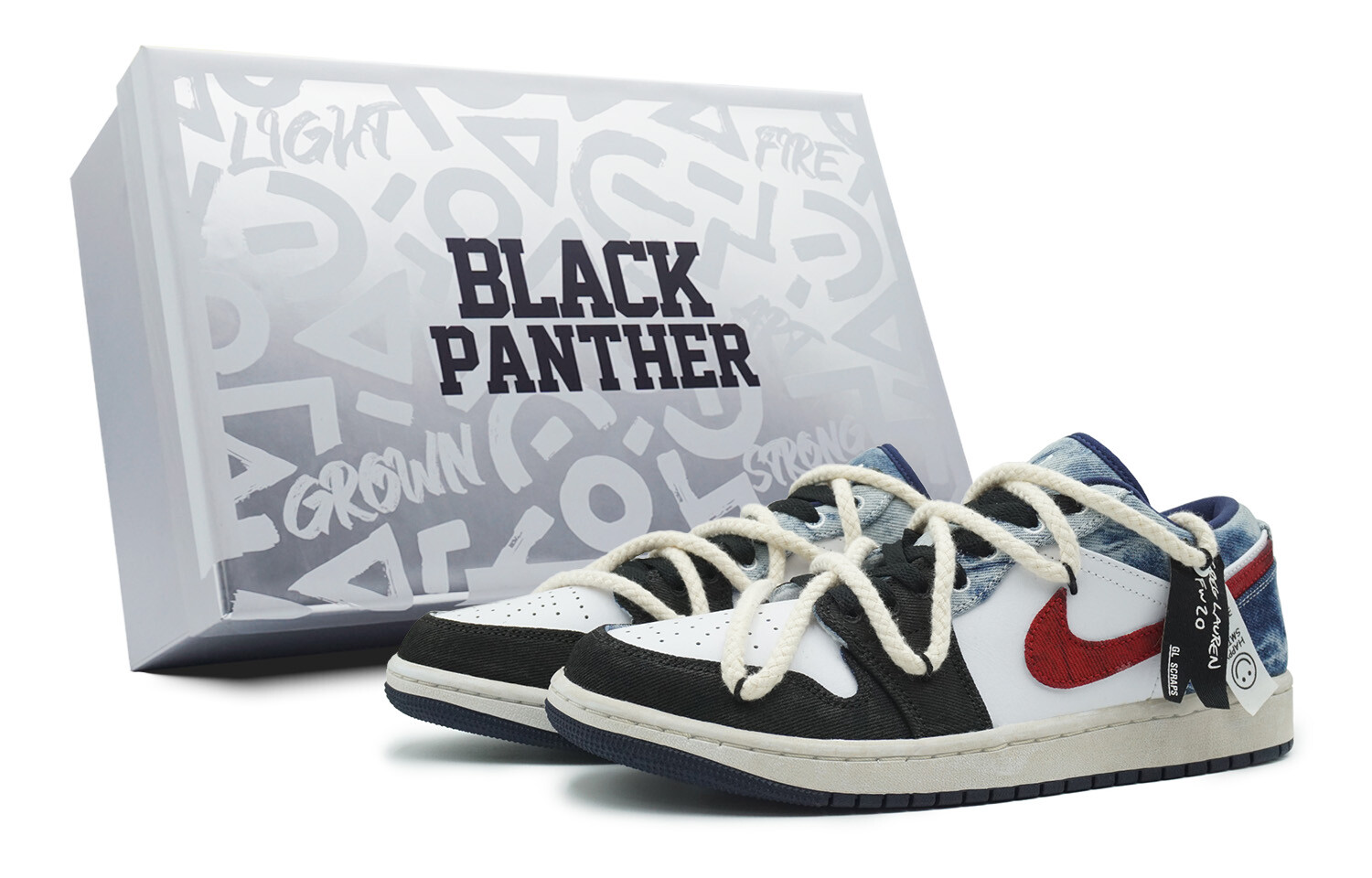 

Кроссовки Air Jordan 1 Skateboarding Shoes Men Low-top Black/white/blue, черный