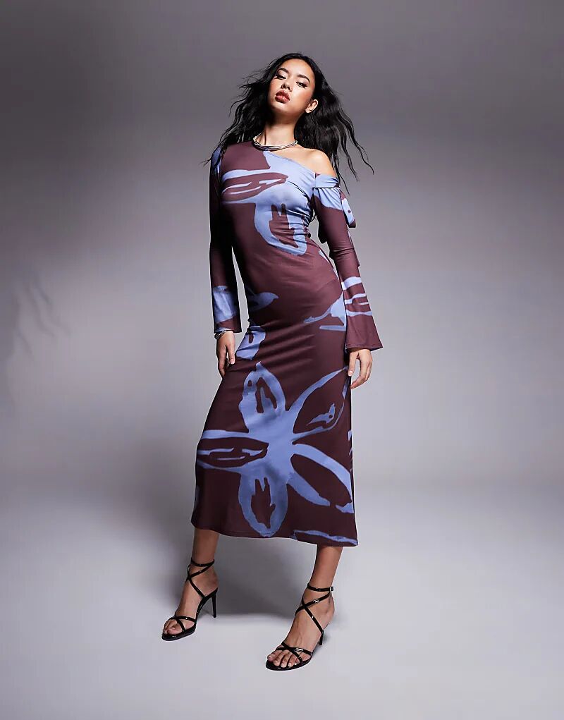 

Платье мидакси с завязками на плечах и цветочным принтом ASOS DESIGN