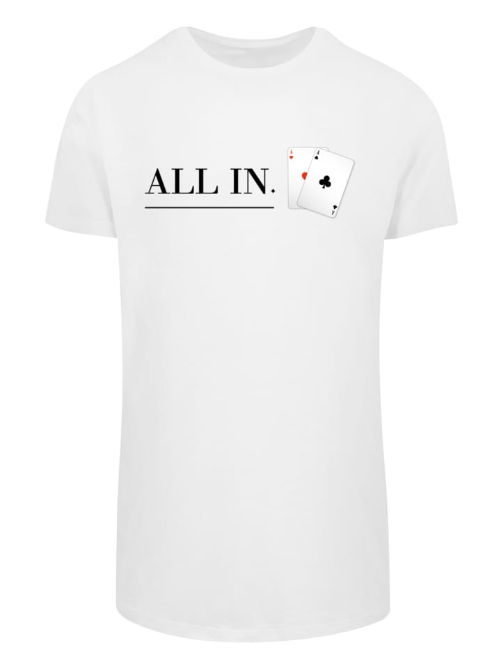 

F4NT4STIC Футболка с длинным кроем, игра в покер "All In", белые карты, Белый, F4NT4STIC Футболка с длинным кроем, игра в покер "All In", белые карты