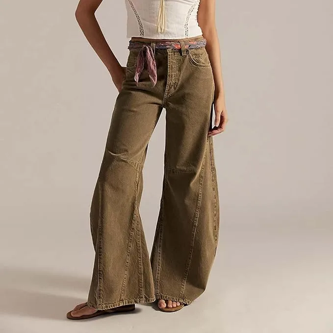 Женские широкие джинсы Low Waisted Lotus Tube в стиле Y2k — фото 2