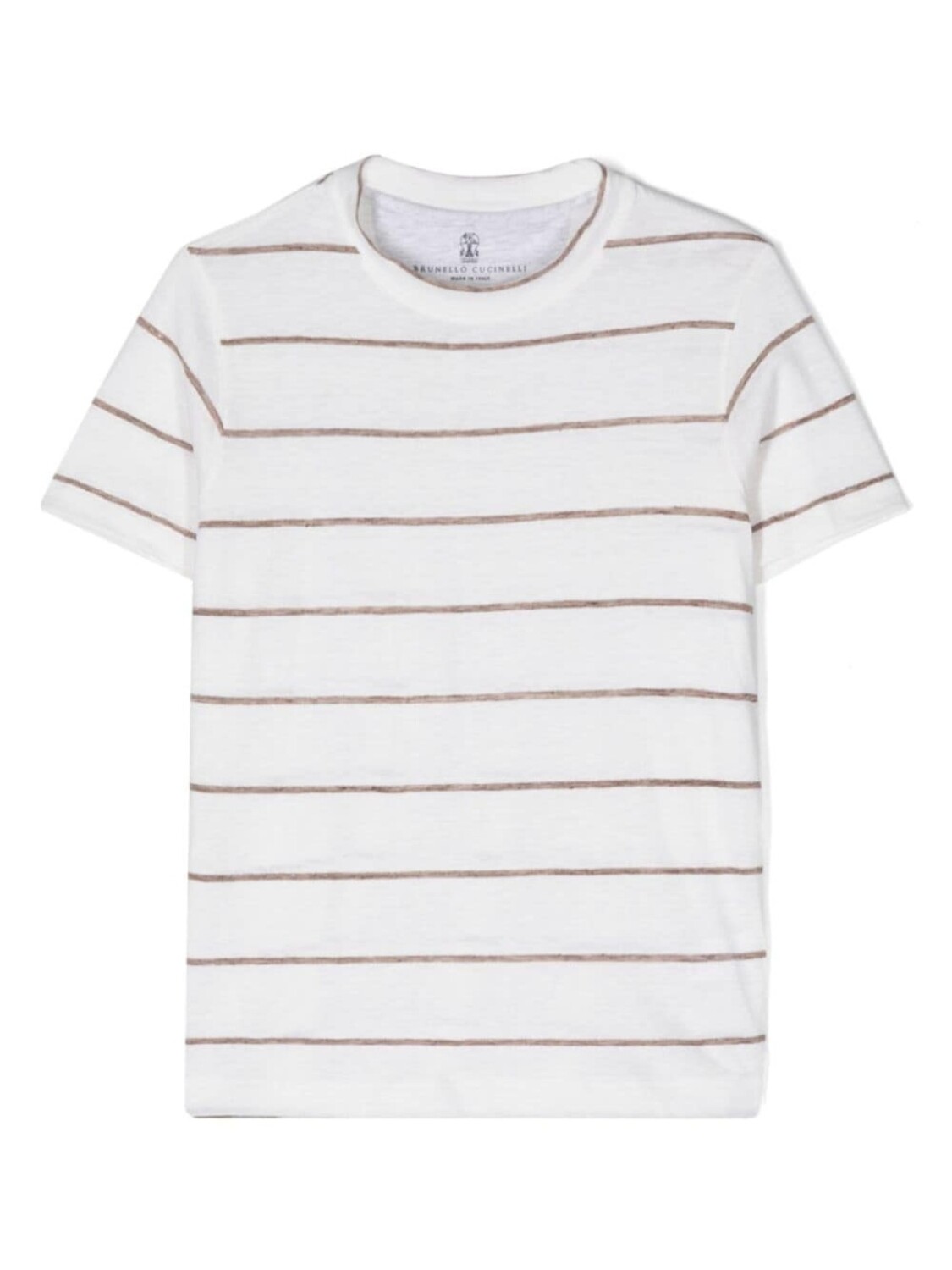 

Льняная футболка в полоску Brunello Cucinelli Kids, белый