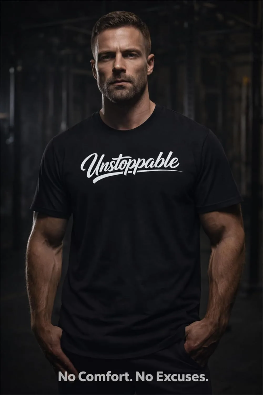 Футболка Unstoppable Gym - мотивирующая одежда для тренировок на силу и дисциплину GENERIC, серый — фото 3