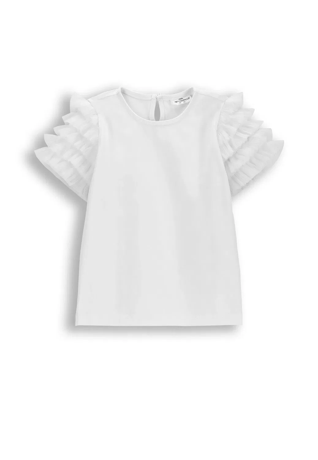 T-Shirt с тюлевыми рукавами Coccodrillo, белый