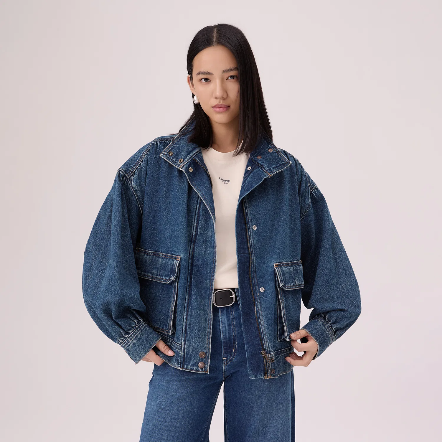 Джинсовая куртка женская Blue, со стоячим воротником Levis — фото 4