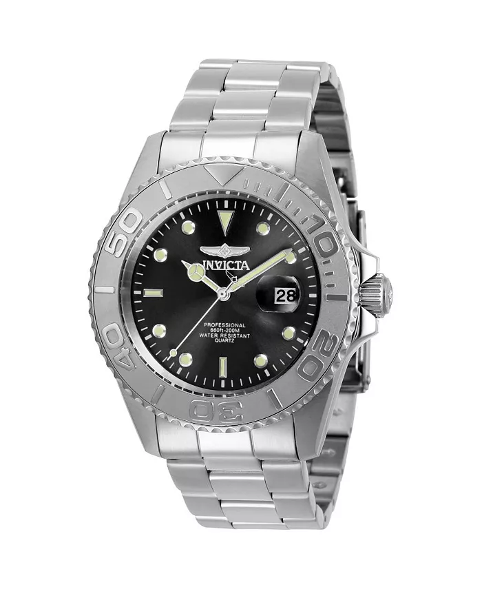 

Мужские часы Pro Diver Quartz 3 Hand с черным циферблатом, модель 29944 Invicta, серебряный