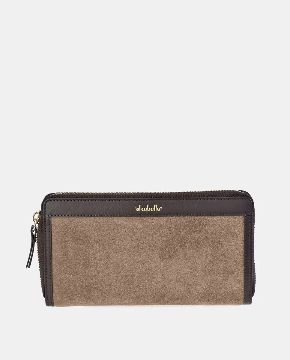 

Большой кошелек-кошелек на молнии дымчато-табачного цвета El Caballo, коричневый