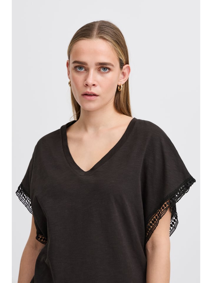 

Футболка IHOLYA свободного кроя черного цвета ICHI, Черный, Футболка IHOLYA свободного кроя черного цвета ICHI