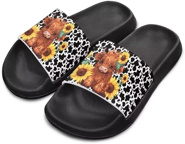 

Унисекс шлепанцы для девочек и мальчиков, удобные тапочки, нескользящие для душа, домашняя мода, толстая подошва, для дома и улицы, подарки Cugasmaru, Highland Cow