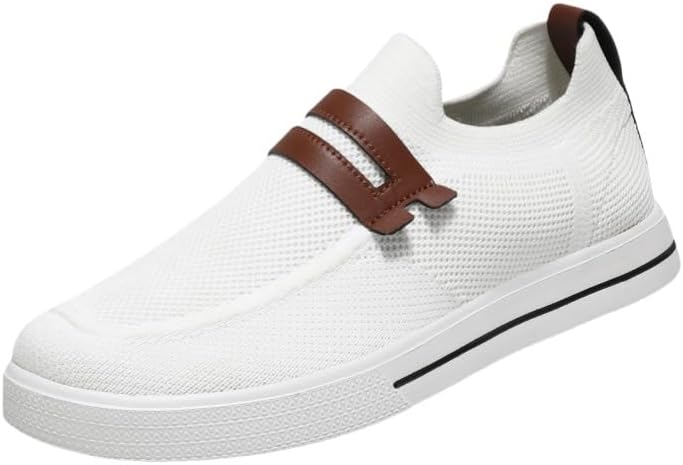 

Мужские повседневные лоферы, кроссовки для ходьбы, сетчатые деловые оксфорды, рабочая легкая обувь, ортопедическая, с мягкой подошвой, слипоны Hhhchpm, белый