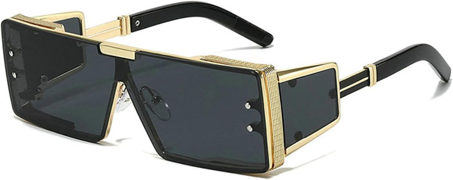 

Солнцезащитные очки Willochra Y2K Shield One Piece для женщин и мужчин, роскошные прямоугольные металлические панк-очки, нестандартная форма, защита от ультрафиолета UV400, C2