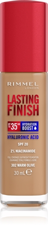 

Увлажняющая основа spf 20 Rimmel Lasting Finish 35H Hydration Boost, 302 Warm Olive 30 ml