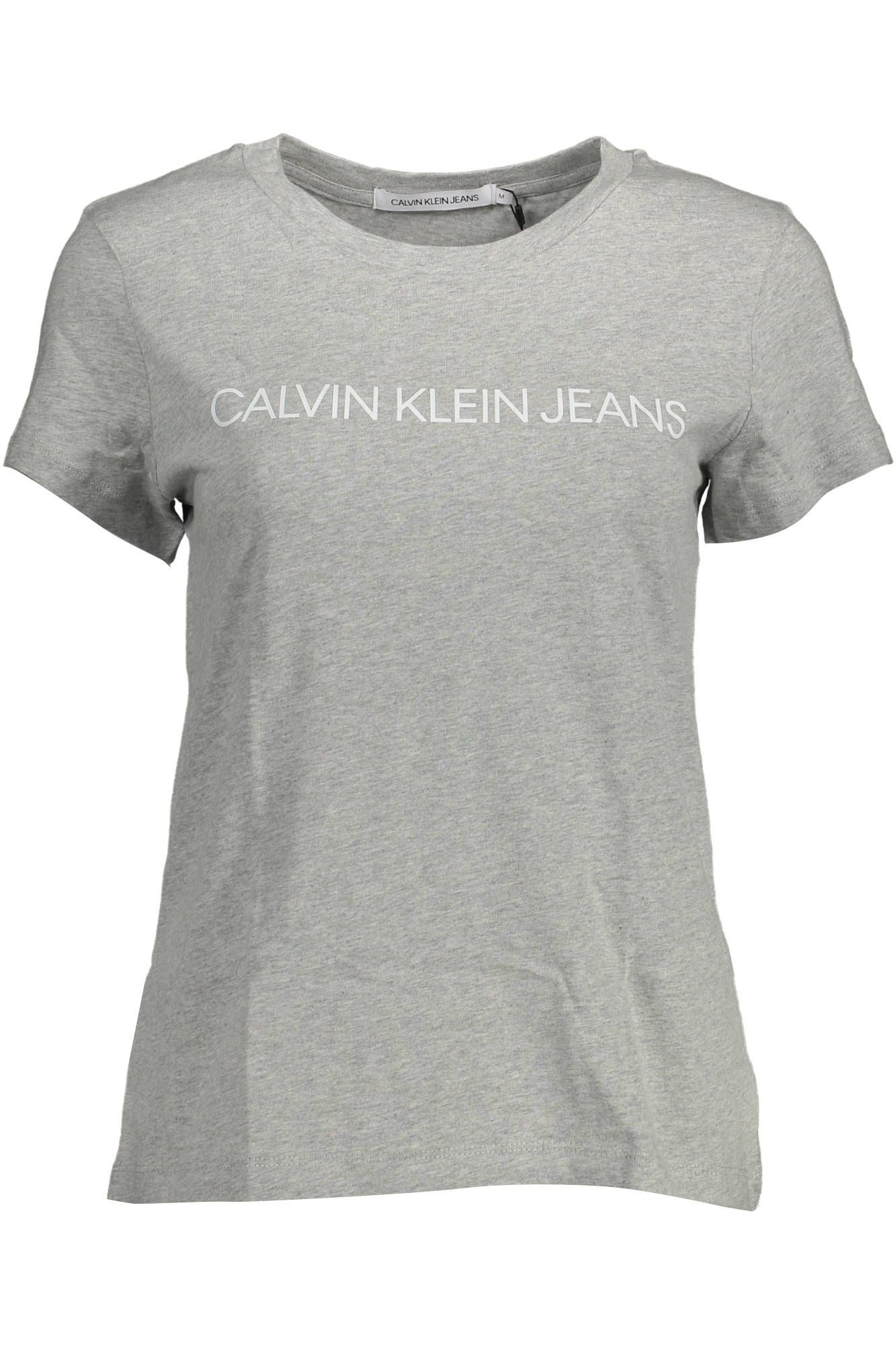 

Серая хлопковая женская футболка Calvin Klein