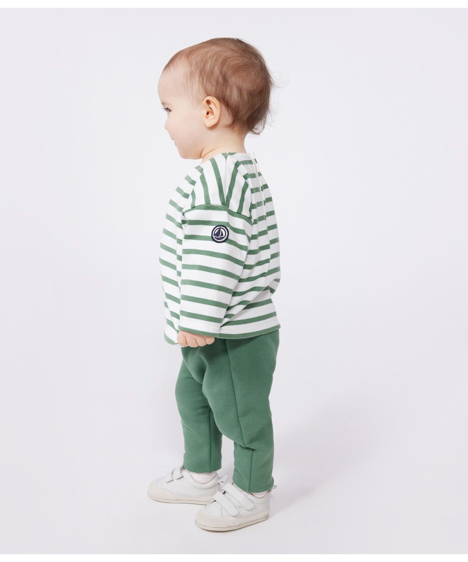 Пуловер мариньер PETIT BATEAU, Off-white/green — фото 2