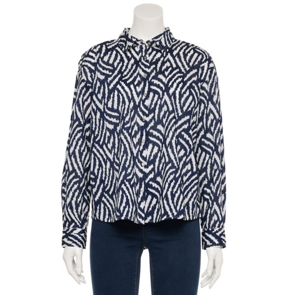 

Женский топ с плиссировкой сзади Sonoma Goods For Life, цвет navy ivory abstract
