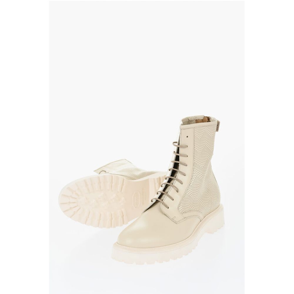 Боевые ботинки из перфорированной кожи с молнией сзади Woolrich, Beige