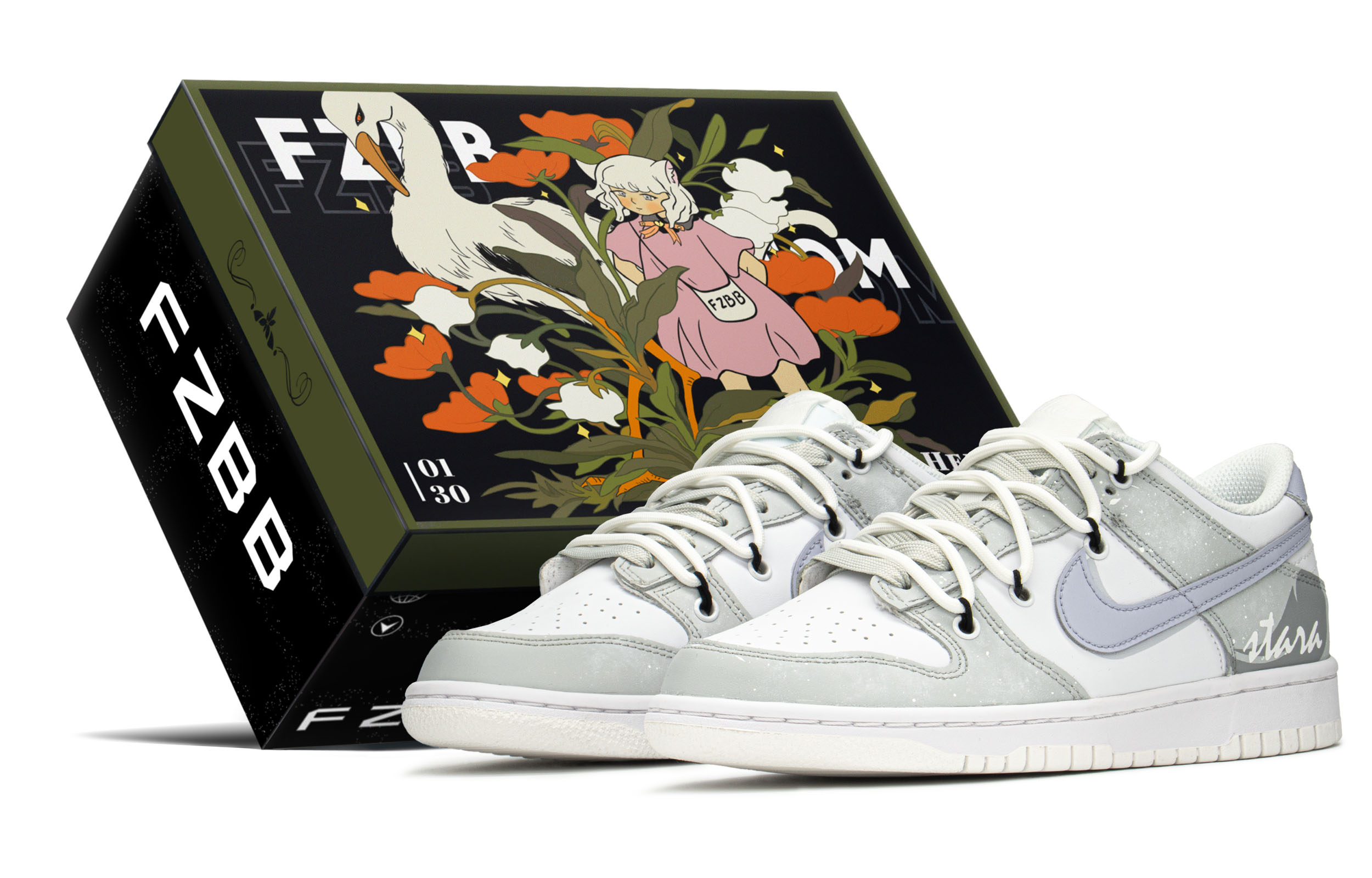 

Кроссовки Nike Dunk Skateboard Shoes Women's Low-Top Grey/white//purple