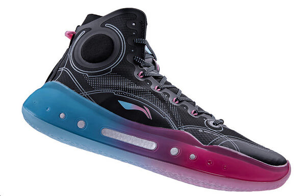 Кроссовки Li-Ning Yu Shuai 14 Beng High Basketball Professional Competition Shoes Miami Black/Blue/Pink, черный — фото 4
