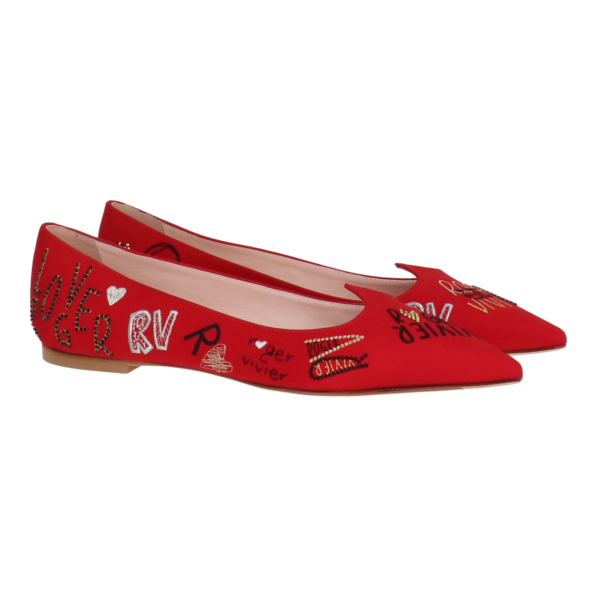Женские красные балетки Roger Vivier