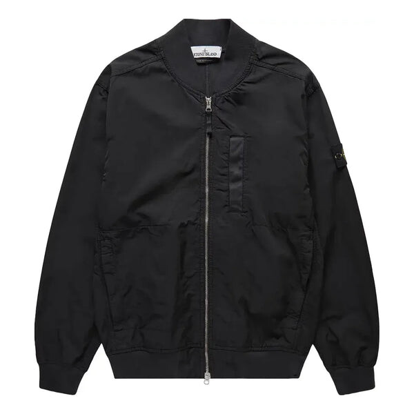 

Куртка logo patch zip up bomber jacket 'black' Stone Island, черный