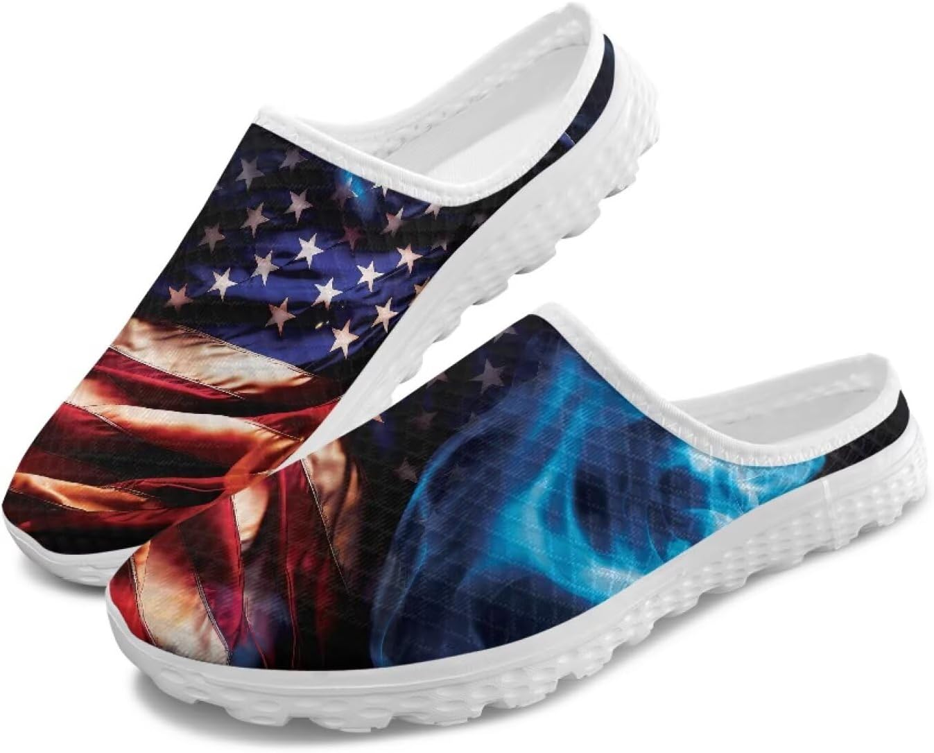 

Полуботинки-тапочки, повседневные спортивные туфли без шнурков, прогулочные мюли с противоскользящей подошвой для дома и улицы, женские Tomeusey, Usa Flag Flame