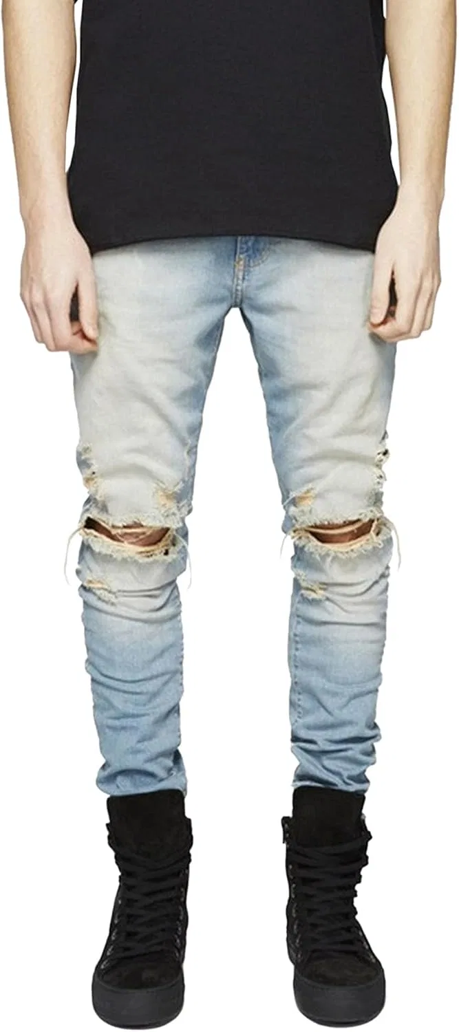 Джинсы с потертостями, мотоджинсы, Blue Ripped