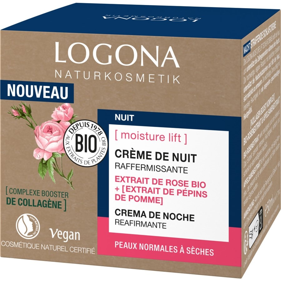 

Увлажняющий крем Logona Moisture Lift Straffende Schlafcreme, Bio-Rosenextrakt und Apfelsamenextrakt 50 ml