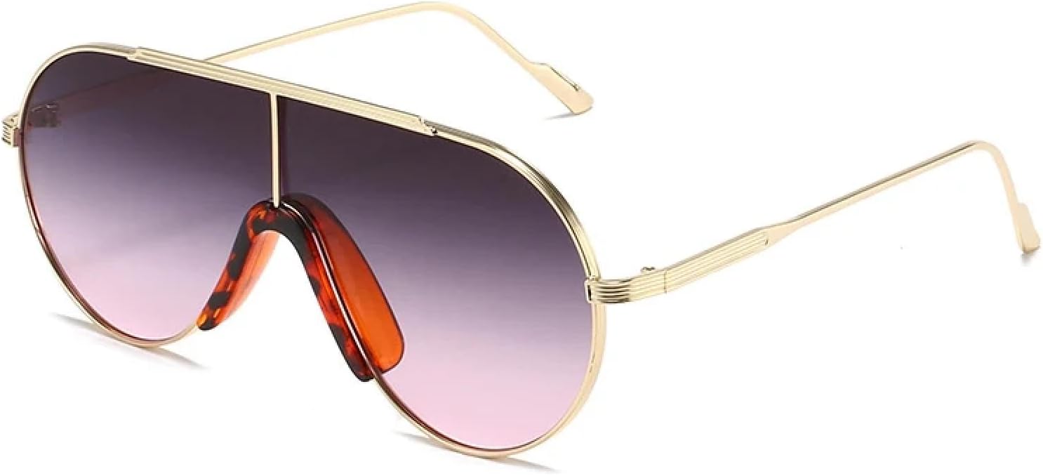 

Популярные овальные панк-солнцезащитные очки для женщин и мужчин, модные винтажные очки в крупной оправе, очки для вождения с защитой от УФ-излучения UV400 TKKTLLT, Gold Gray Pink