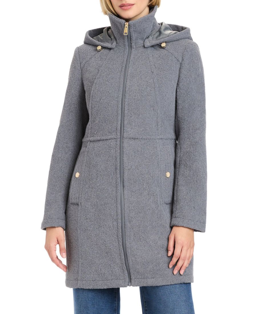 

Женская куртка-пальто на молнии с отстегивающимся капюшоном Vince Camuto, Heather grey