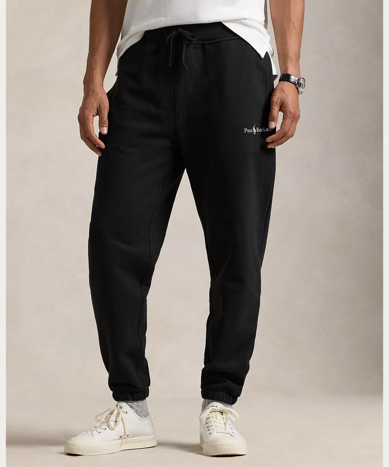 Спортивные штаны из флиса с логотипом Polo Ralph Lauren, свободный крой, черный — фото 3