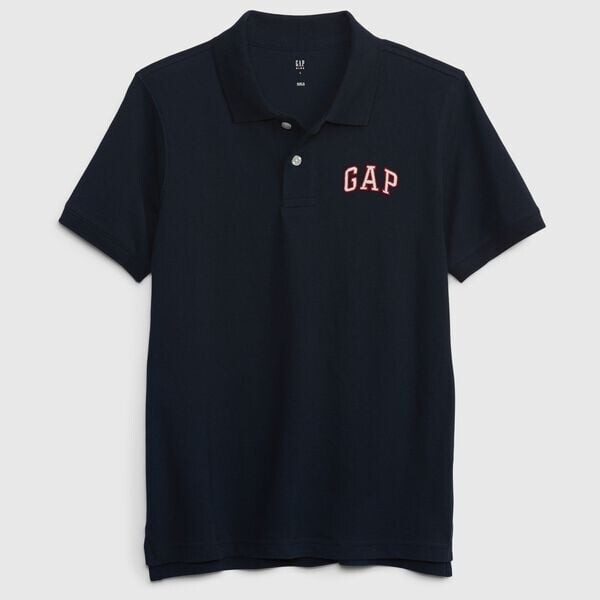

Рубашка-Поло из пике с вышитым логотипом Gap, синий