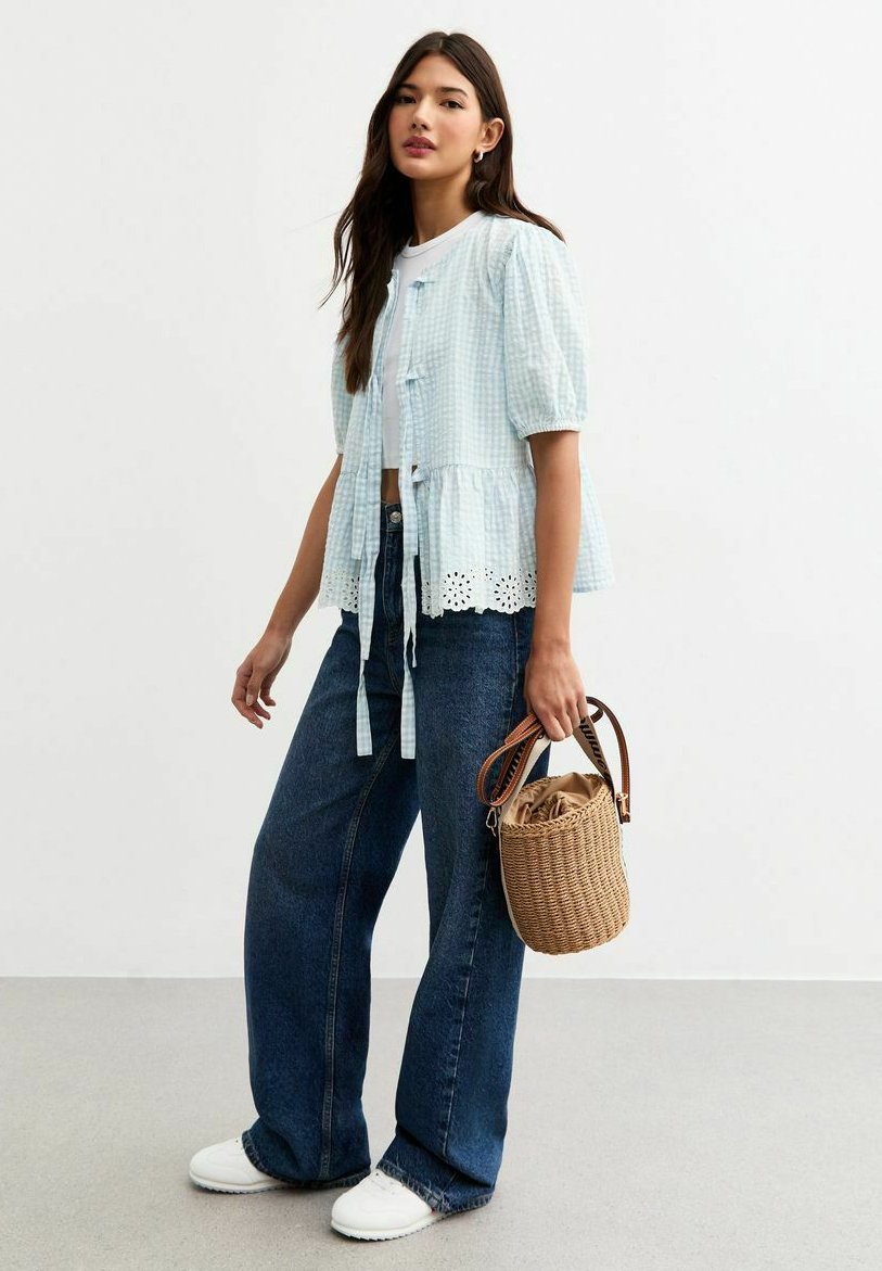 

Блуза BRODERIE ANGLAISE HEM GINGHAM New Look, синий