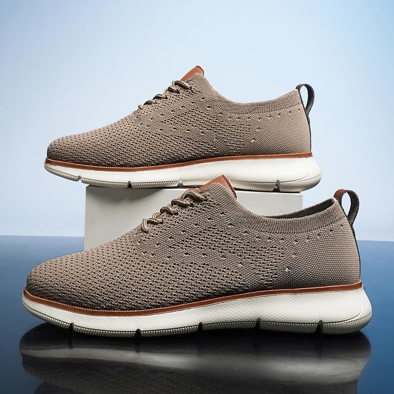 Мужские дышащие кроссовки Knitflex из сетки Оксфорд Swzec, коричневый — фото 3