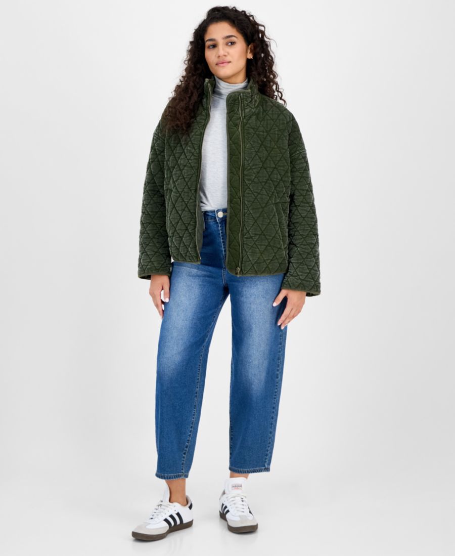 

Стеганое вельветовое пальто на молнии для подростков CoffeeShop, Olive