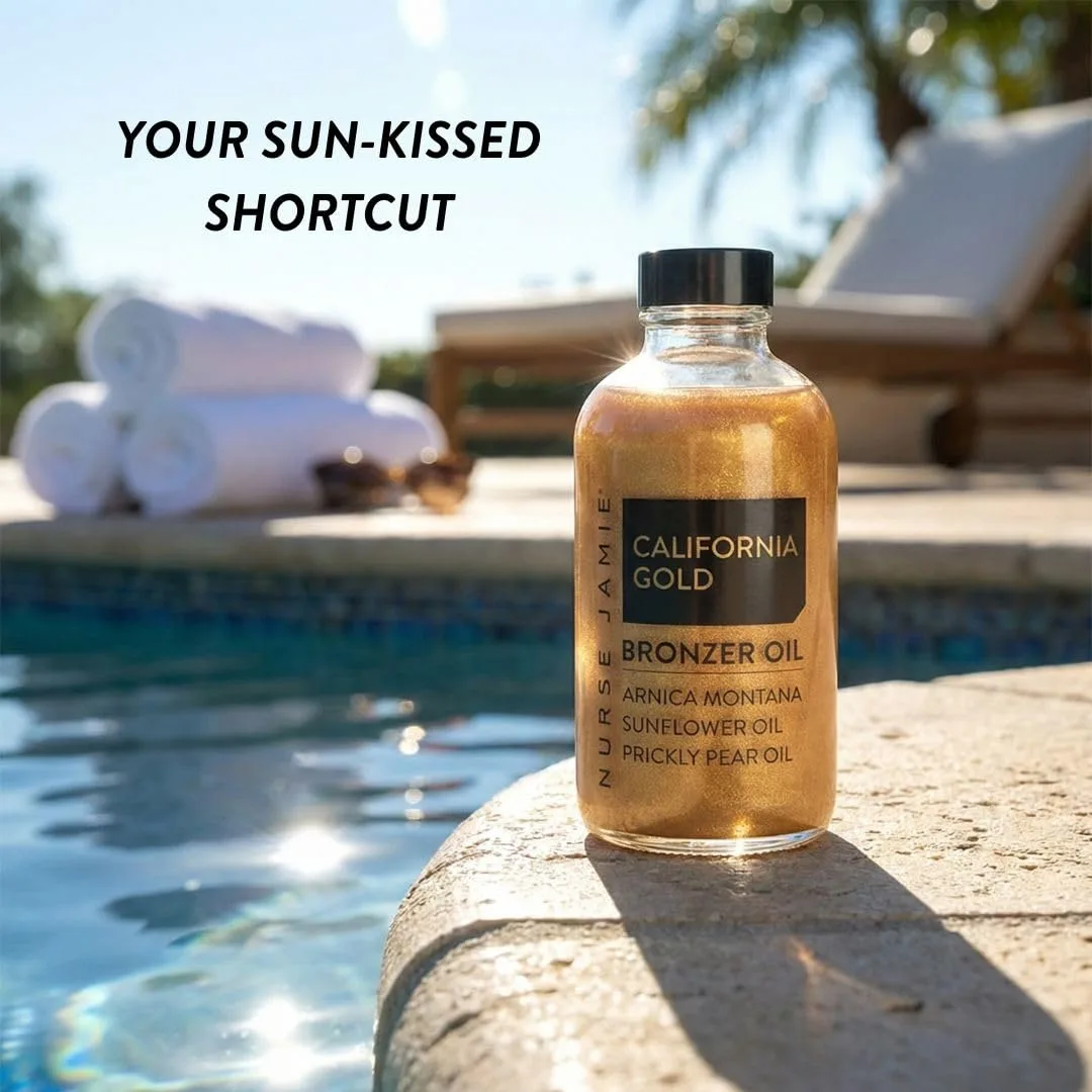 Nurse Jamie California Gold Bronzer Oil - Увлажняющее золотистое масло для лица и тела с подсолнечником и опунцией для сияющего блеска (30 мл) 113.40 г (1 шт.) — фото 4