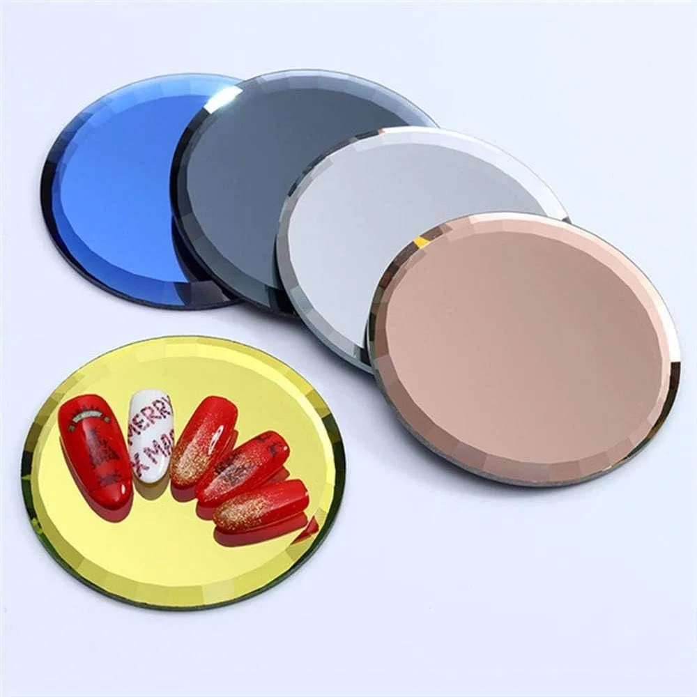 Палитра для ногтей Mirror Glass Fake Nail Tips Display Plate Color Palette Practice Shelf Nail Art Manicure Tools 7cm zhengpingpai (Color: Blue) — фото 3