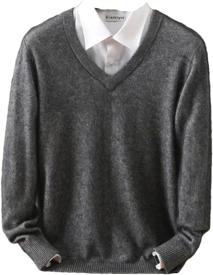 

Мужской свитер с V-образным вырезом, легкий, из кашемировой смеси