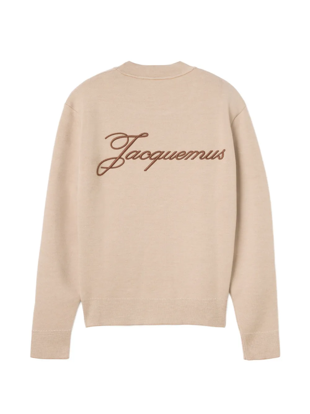 Свитер из пике с вышитым логотипом Jacquemus, бежевый — фото 2