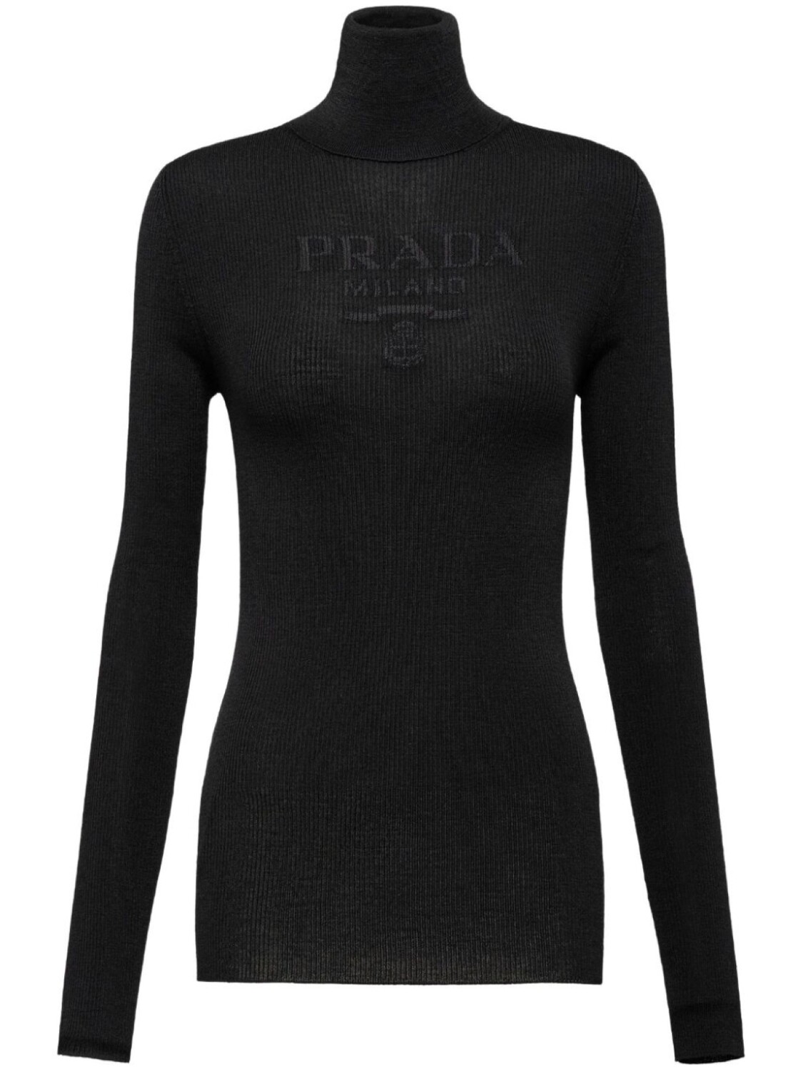 

Prada джемпер с высоким воротником и логотипом, черный