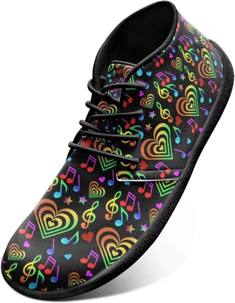 

Ботинки с широкой носочной частью, кроссовки с нотами для женщин и мужчин, модные шнурованные туфли с нулевым перепадом подошвы, минималистичная обувь Chririnla, Colorful Music Note Love