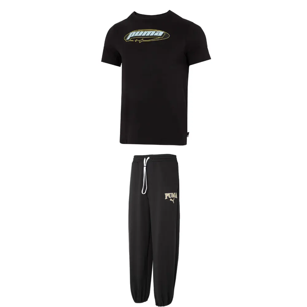 

PUMA Повседневный спортивный комплект для мужчин Black Top+Black Bottom