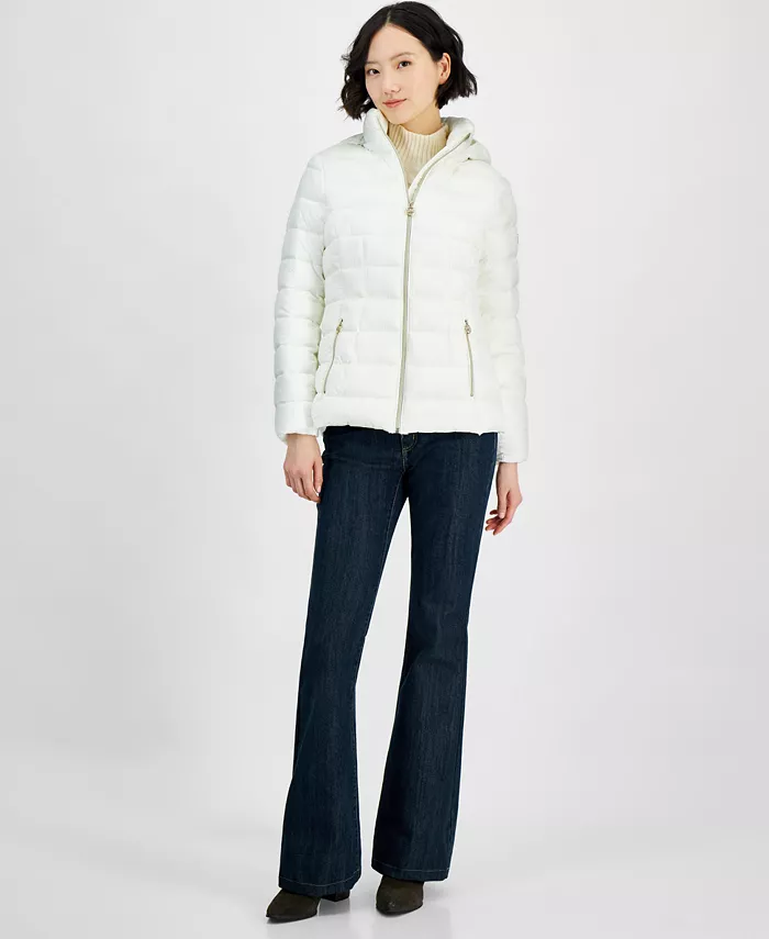 

Женская утепленная куртка с капюшоном Packable Puffer на молнии Michael Kors, слоновая кость/кремовый