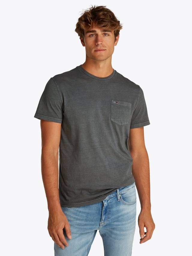 

Хлопчатобумажная приталенная футболка с коротким рукавом Tommy Hilfiger, цвет Washed Black