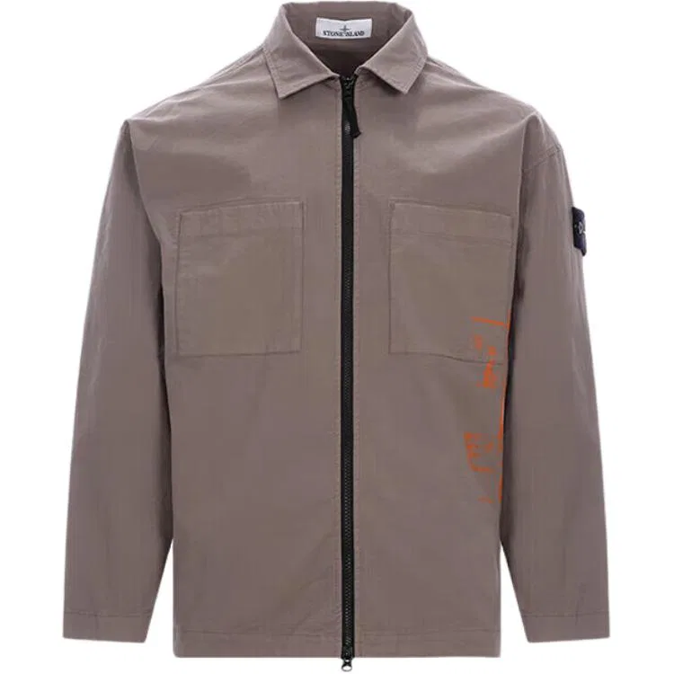 Куртка мужская Black/Light Coffee, лацкан, повседневная рабочая STONE ISLAND